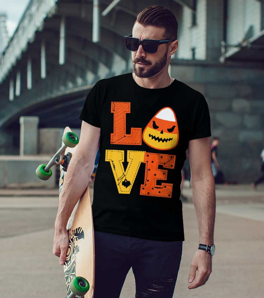LOVE Candy Corn Halloween Pumpkin T-Shirt