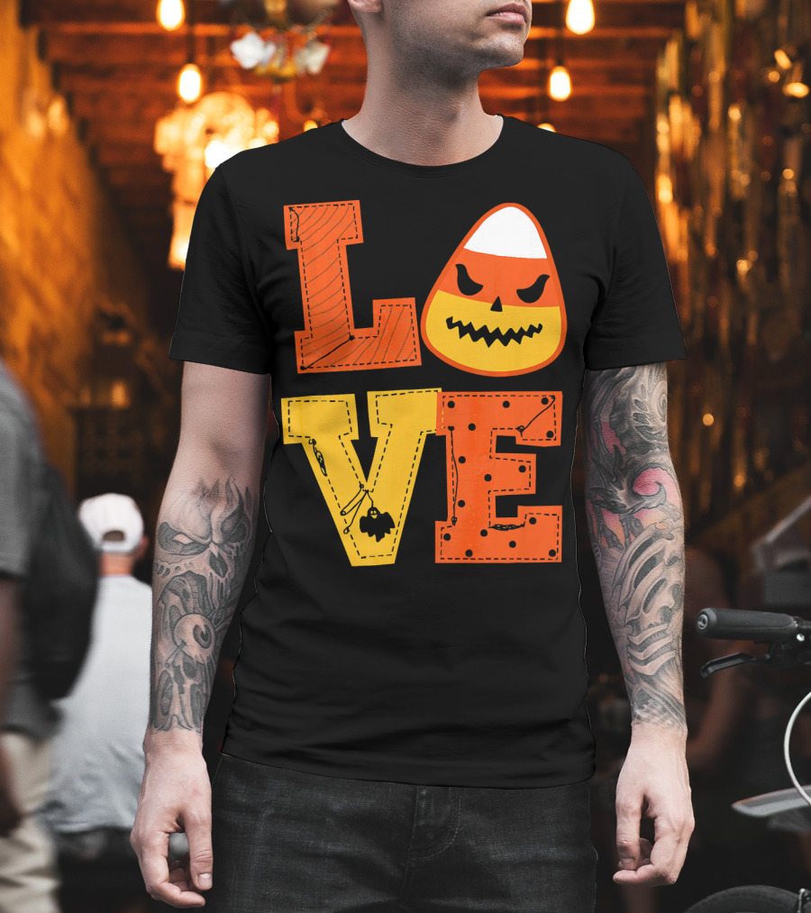LOVE Candy Corn Halloween Pumpkin T-Shirt