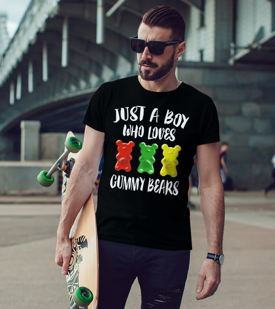 Just A Boy Who Loves Gummy Bears Red Green Yellow Bears T-Shirt