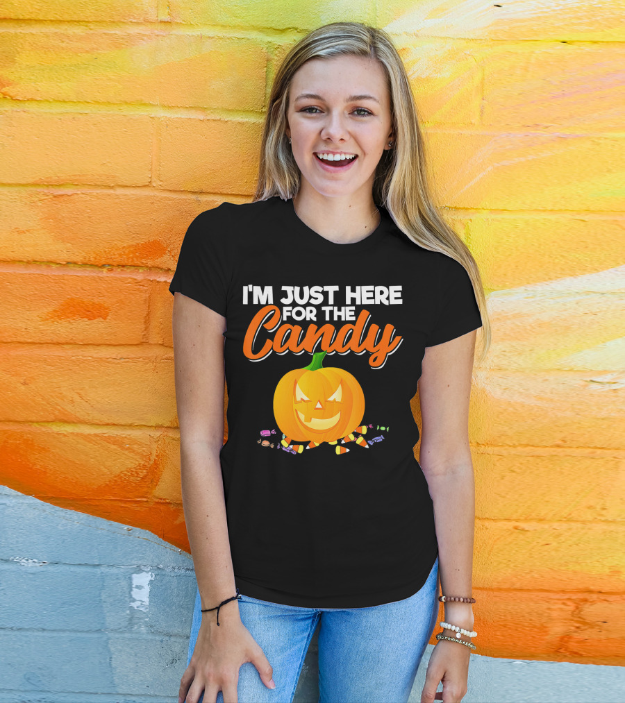 I'm Just Here For The Candy Pumpkin Halloween Candy Corn T-Shirt