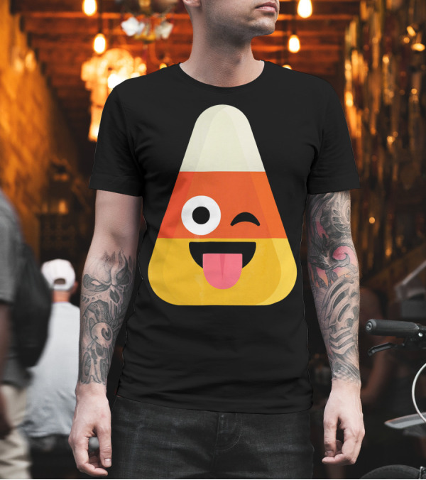 Candy Corn Emoji Wink Tongue Out Face T-Shirt Candy Corn Emoji Wink Tongue Out Face T-Shirt