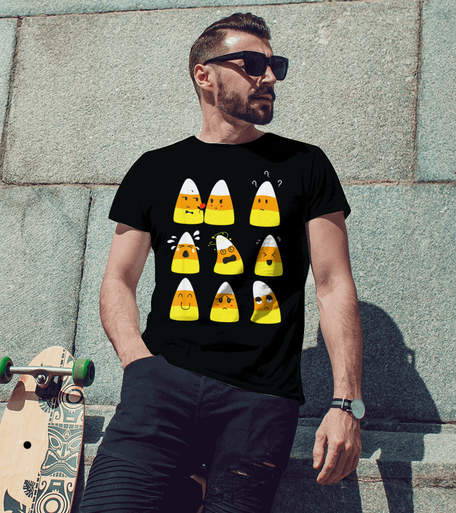 Candy Corn Emoticons Expressive Faces T-Shirt