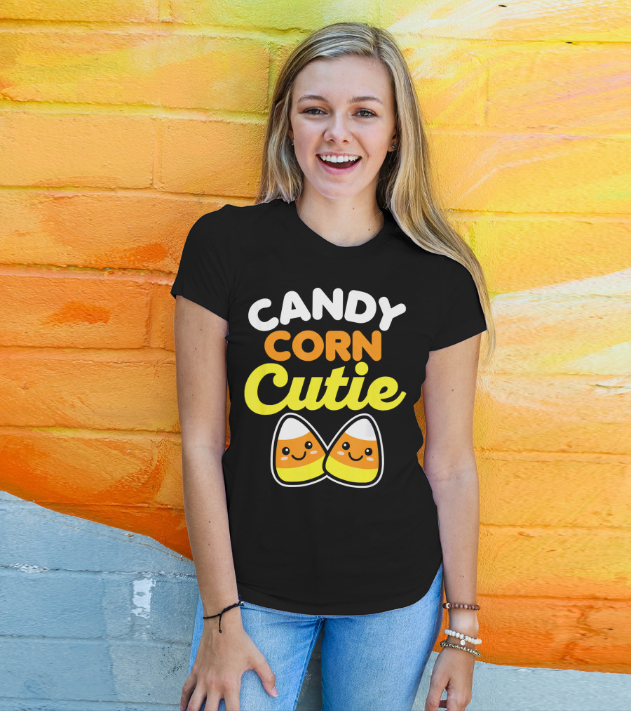Candy Corn Cutie Halloween Smiling Kawaii Candy Corn Characters T-Shirt