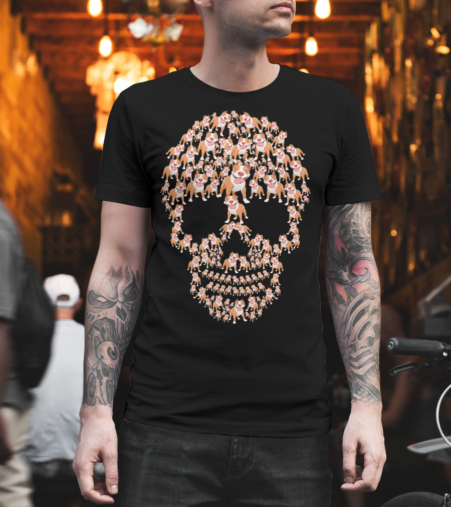 Pit Bull Skull Made of Smiling Pit Bulls T-Shirt
