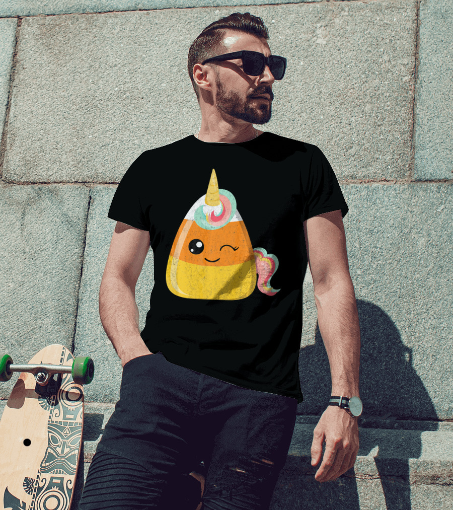 Candy Corn Unicorn Funny Halloween Candicorn T-Shirt