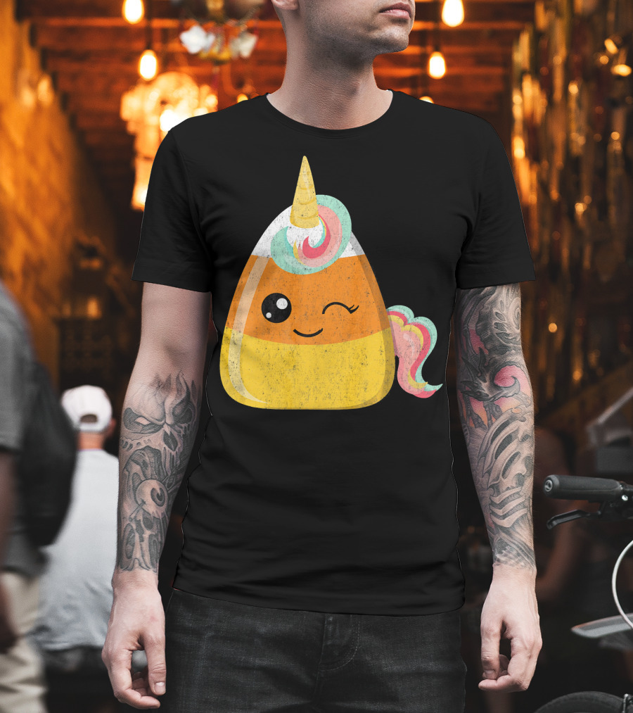 Candy Corn Unicorn Funny Halloween Candicorn T-Shirt