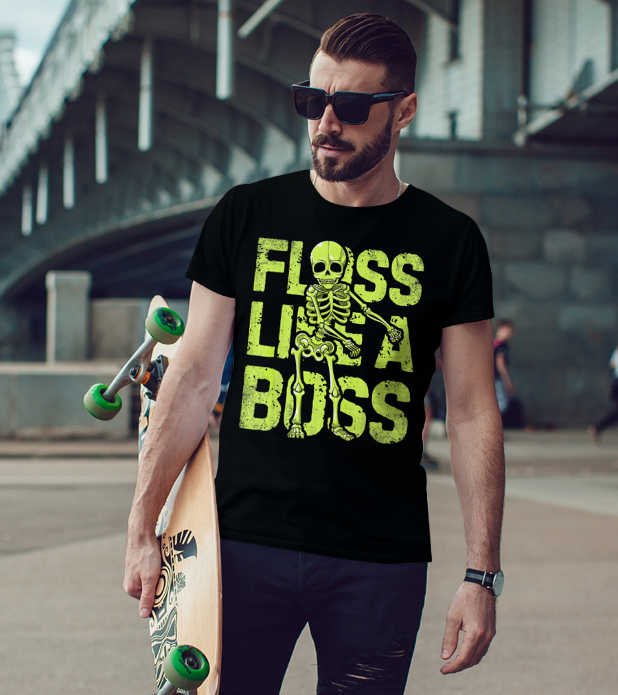 Floss Like A Boss Neon Skeleton Dance T-Shirt