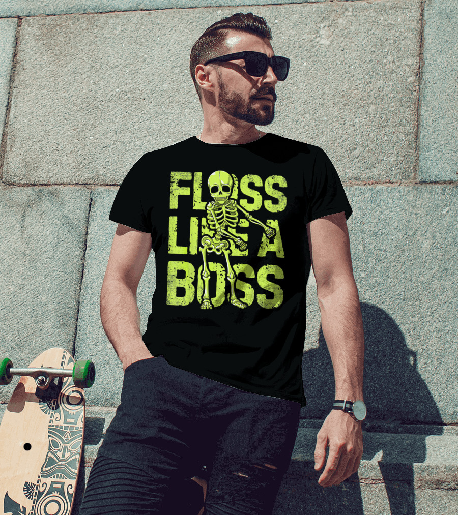 Floss Like A Boss Neon Skeleton Dance T-Shirt