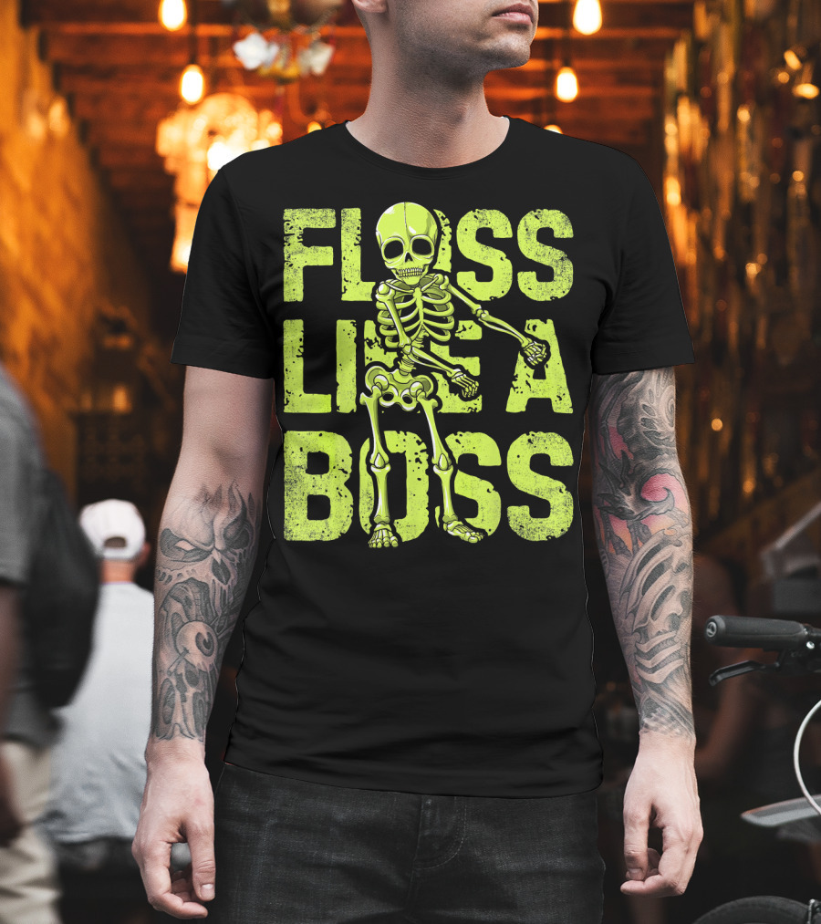 Floss Like A Boss Neon Skeleton Dance T-Shirt
