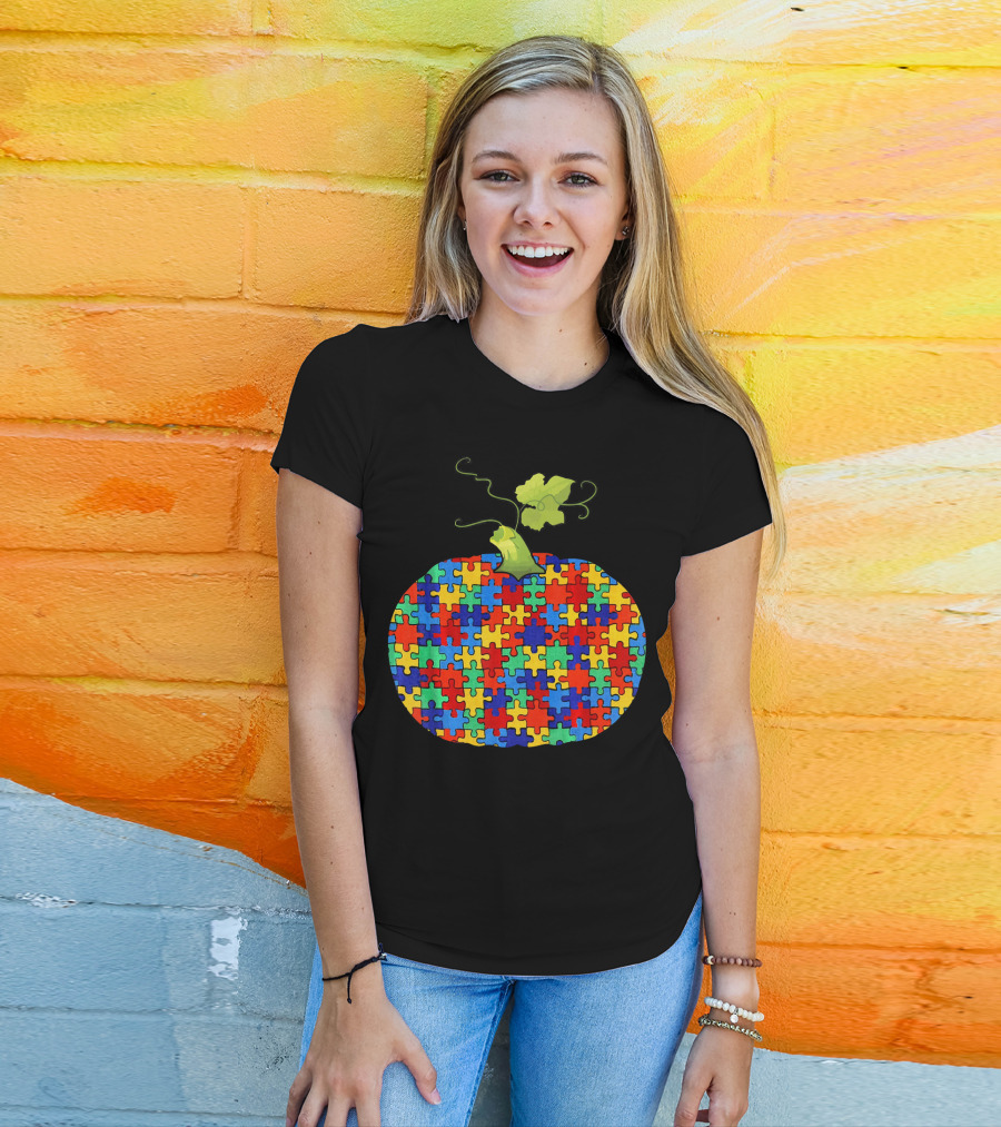 Pumpkin Puzzle Autism Awareness Halloween Lover T-Shirt