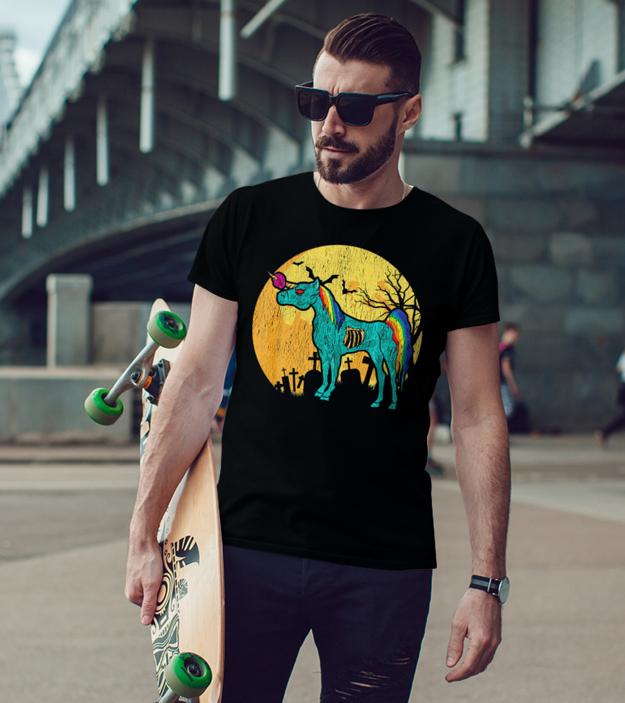 Zombie Unicorn Zombicorn Graveyard Night T-Shirt