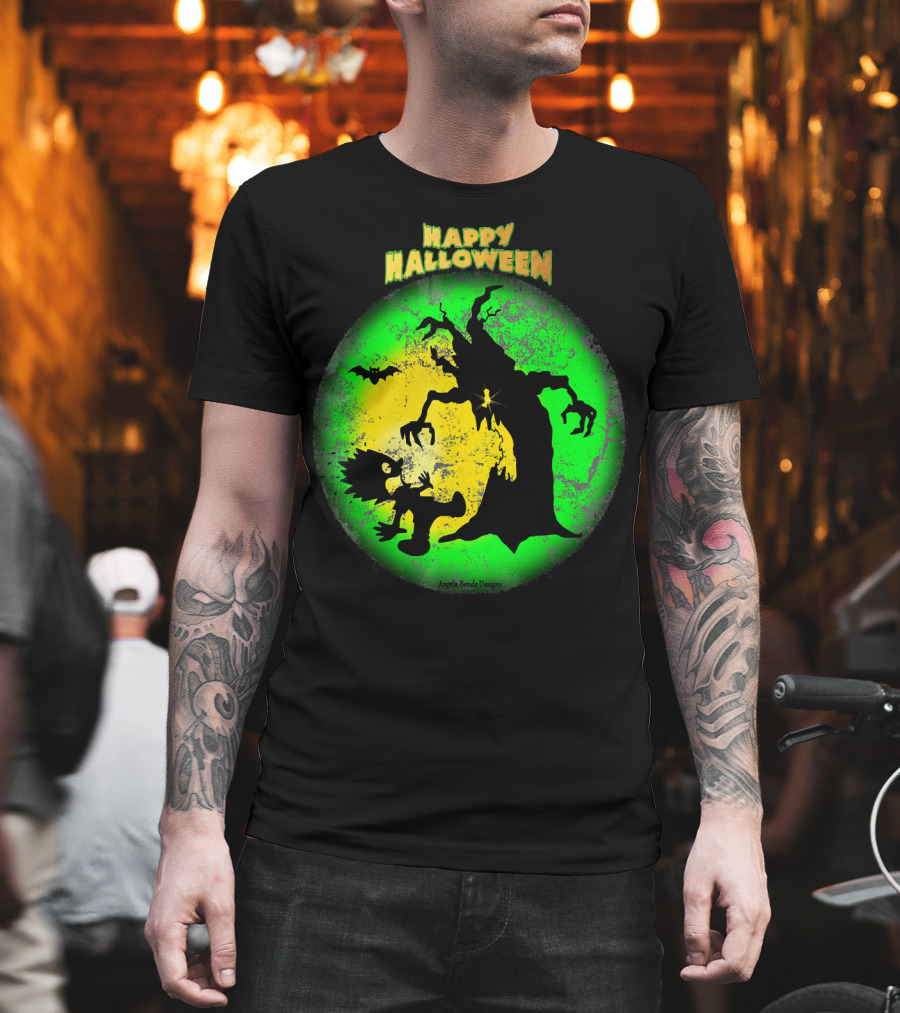Happy Halloween Spooky Tree and Bat T-Shirt