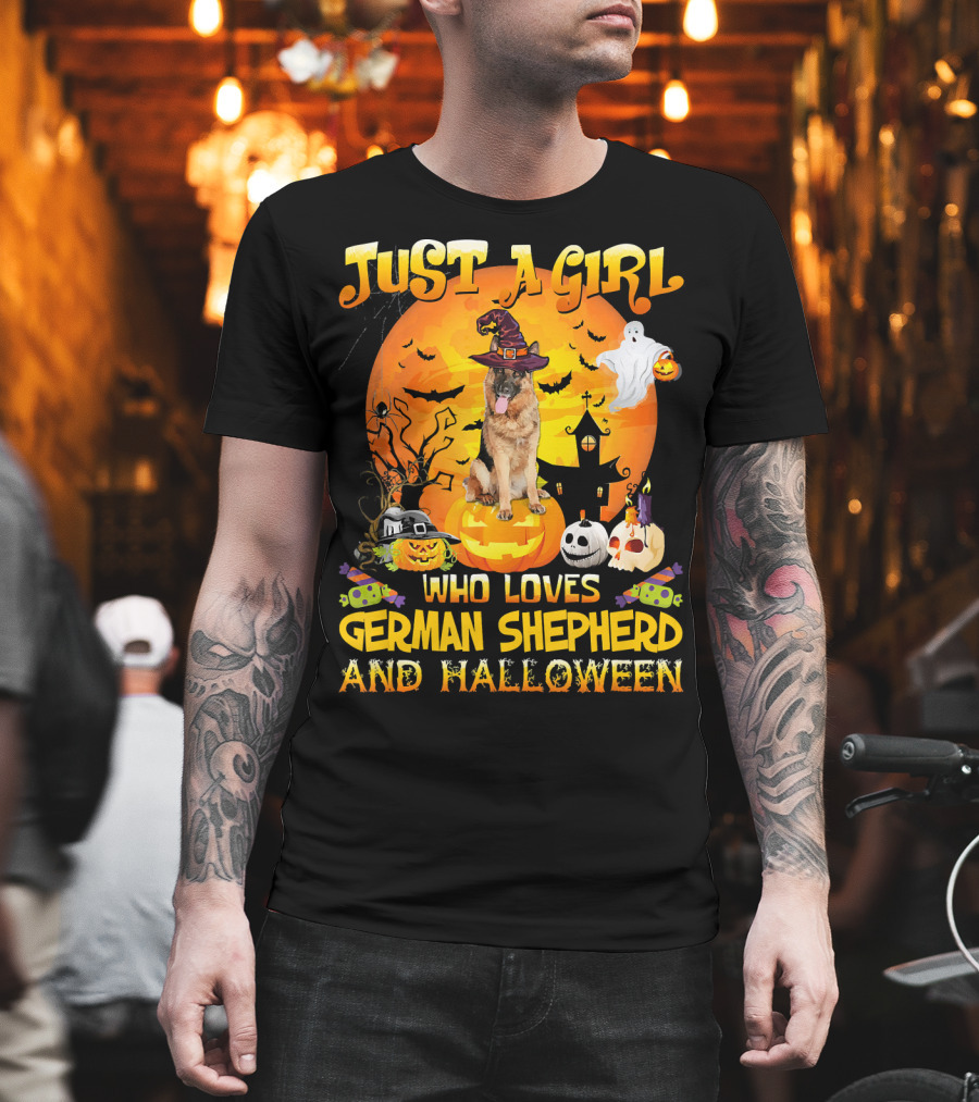 Just a Girl Who Loves German Shepherd and Halloween T-Shirt