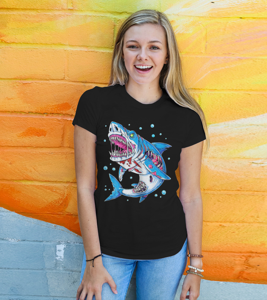 Jawsome Shark Zombie Halloween Zombies Attack T-Shirt