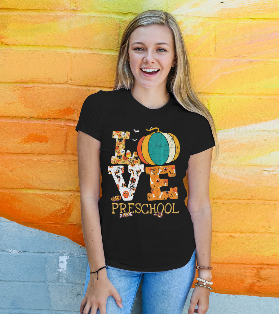 Love Preschool Halloween Pumpkin Candy Fun T-Shirt