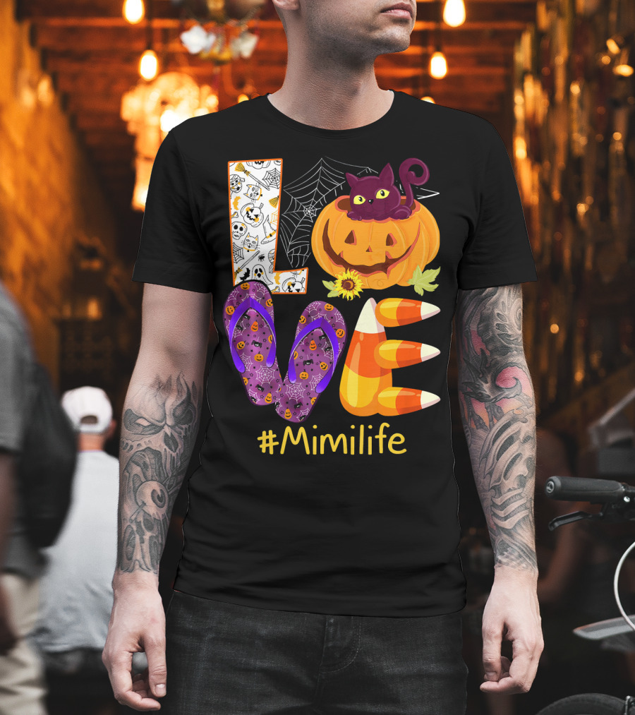 Love Pumpkin Cat Flip Flops #Mimilife T-Shirt