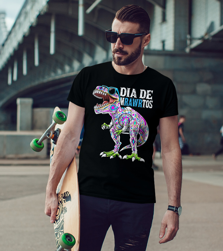 Dia De Mrawrtos Dinosaur Sugarskull T-Shirt