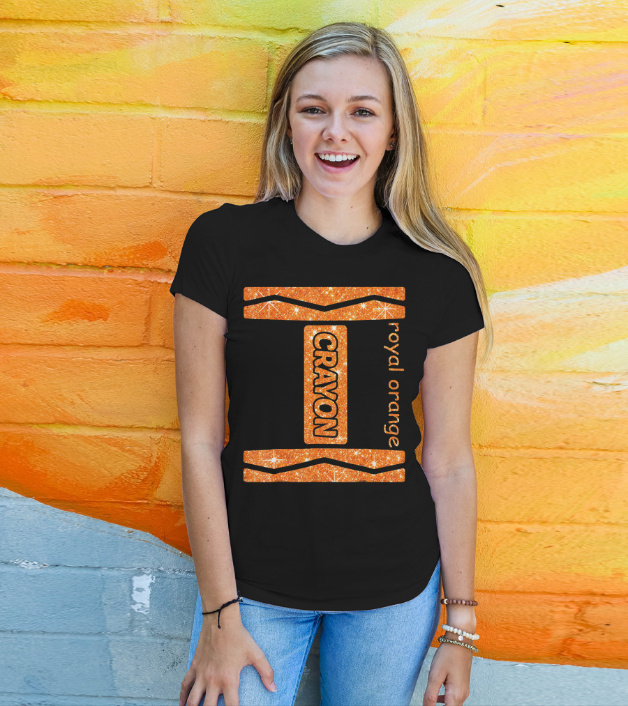 Royal Orange Crayon Halloween Couple Fri Sparkle T-Shirt
