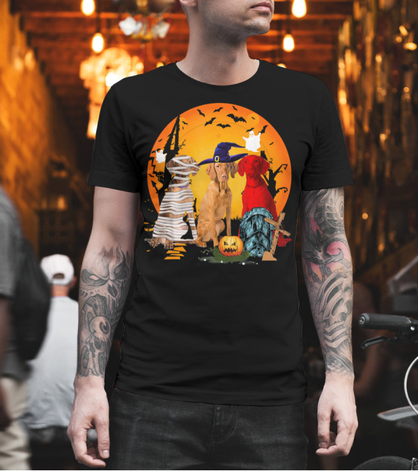My Vizsla Team Halloween Pumpkin Mummy Witch Dog T-Shirt My Vizsla Team Halloween Pumpkin Mummy Witch Dog T-Shirt