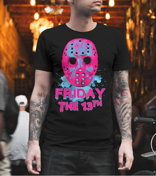 Friday the 13th Pink Neon Hockey Mask Horror T-Shirt Friday the 13th Pink Neon Hockey Mask Horror T-Shirt