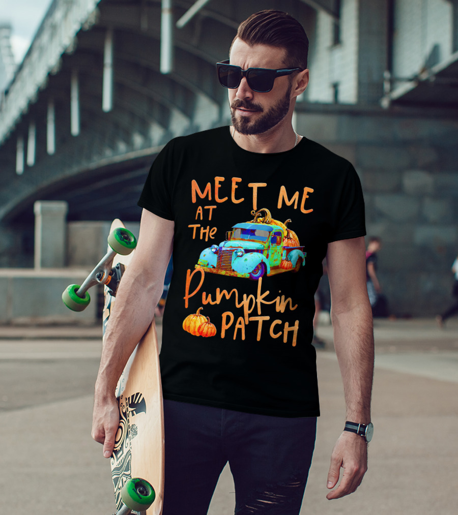 Meet Me At The Pumpkin Patch Pickup Truck With Pumpkins T-Shirt