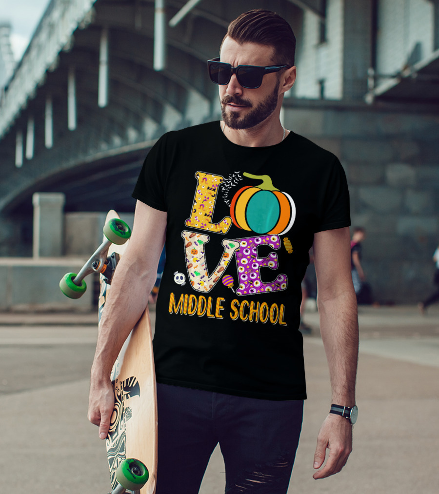 Love Middle School Halloween Pumpkin Fun T-Shirt