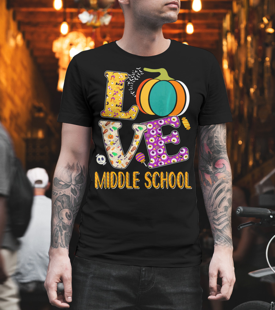 Love Middle School Halloween Pumpkin Fun T-Shirt