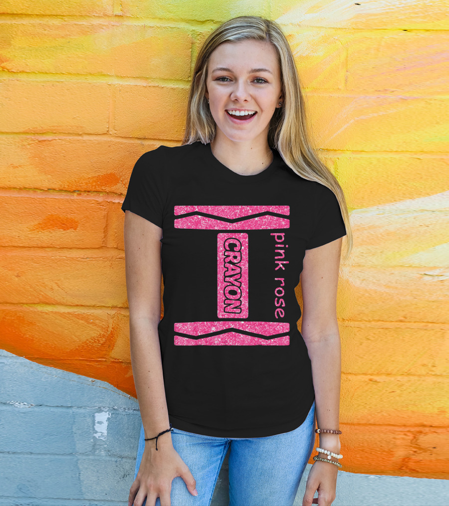 Pink Rose Crayon Halloween Couple Friend Costume T-Shirt
