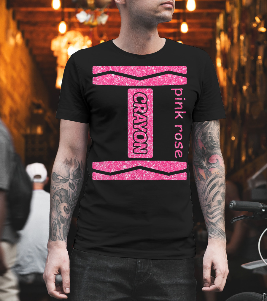 Pink Rose Crayon Halloween Couple Friend Costume T-Shirt