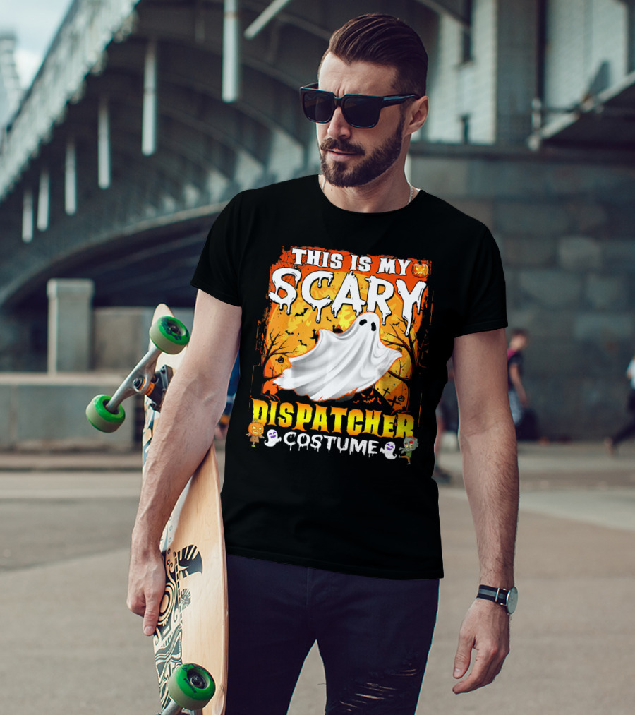 This Is My Scary Dispatcher Costume Ghost Halloween Scene Jack-O'-Lantern Zombie T-Shirt