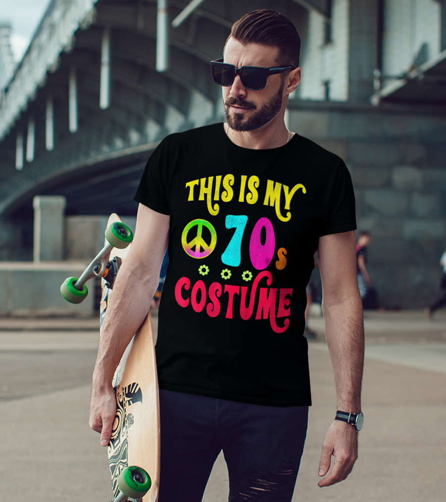 This Is My 70S Costume Groovy Peace Flowers T-Shirt
