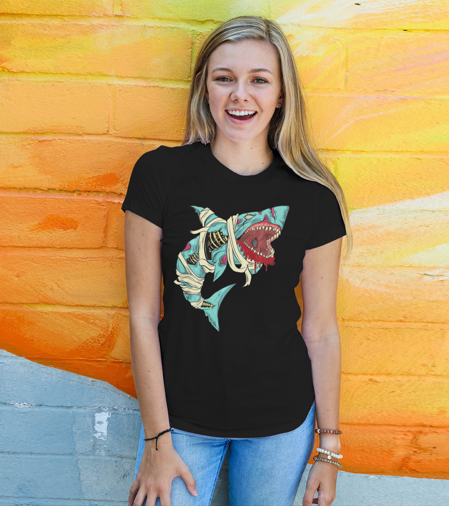 Shark Zombie Halloween Jawsome Zom Mummy Jaws T-Shirt