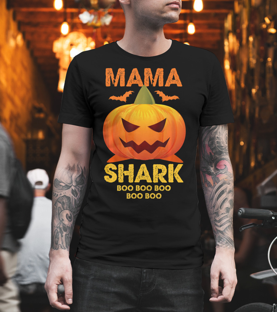 Mama Shark Boo Boo Boo Boo Halloween Pumpkin T-Shirt