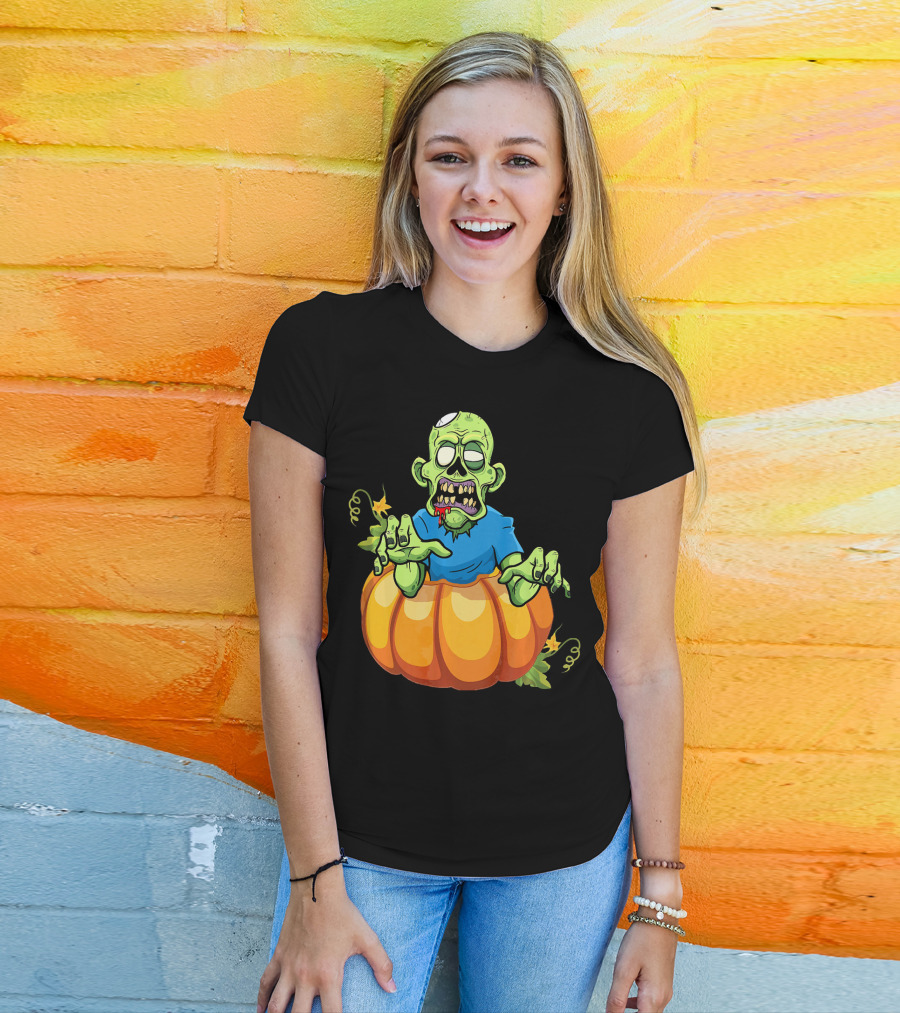 Zombie Rising From Pumpkin T-Shirt