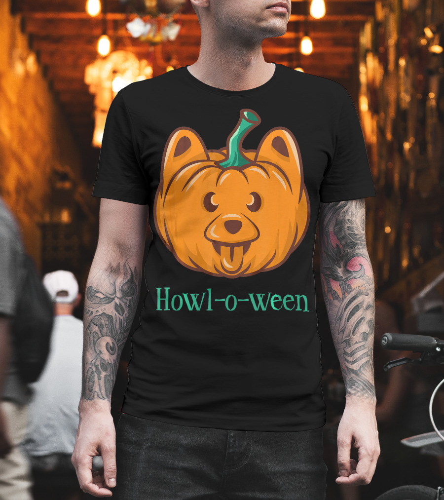Howl-o-ween Dog Halloween Jackolantern T-Shirt