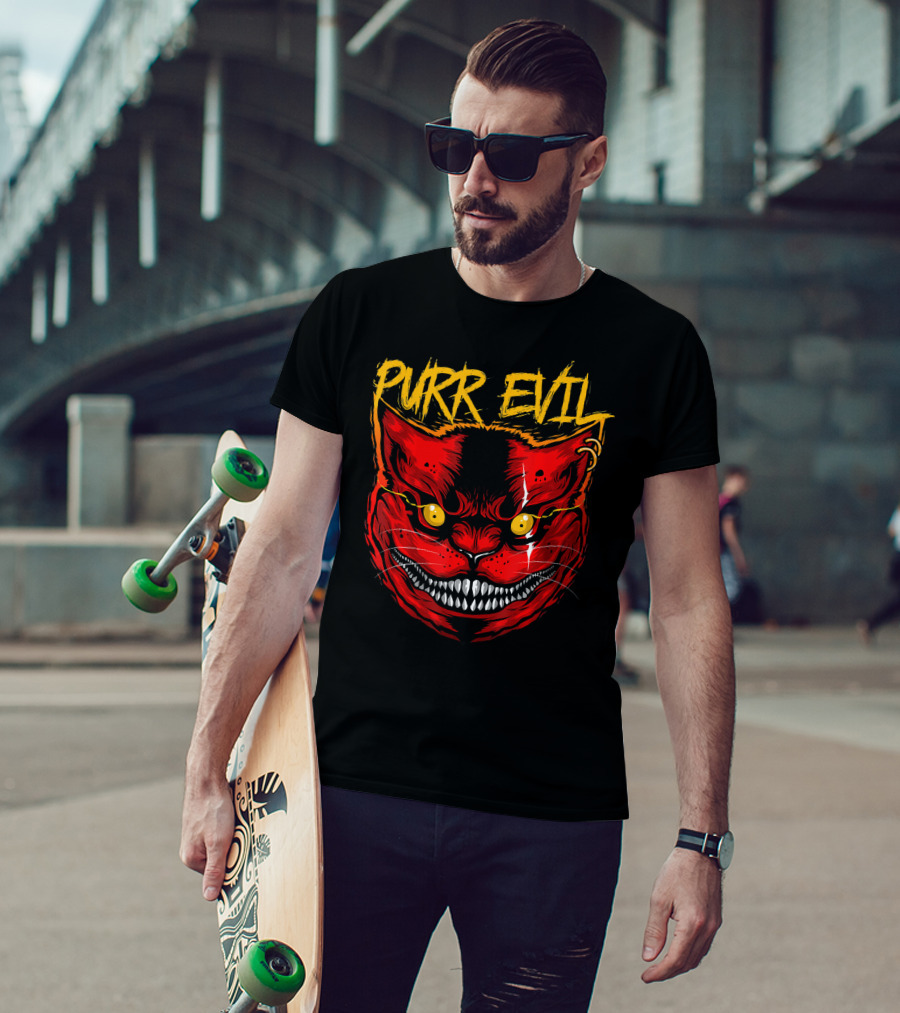 Purr Evil Cat For Halloween Saturday T-Shirt