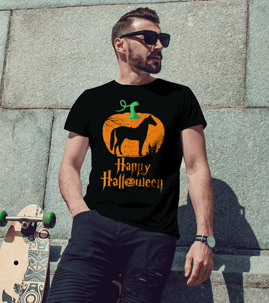 Happy Halloween Horse In Pumpkin T-Shirt