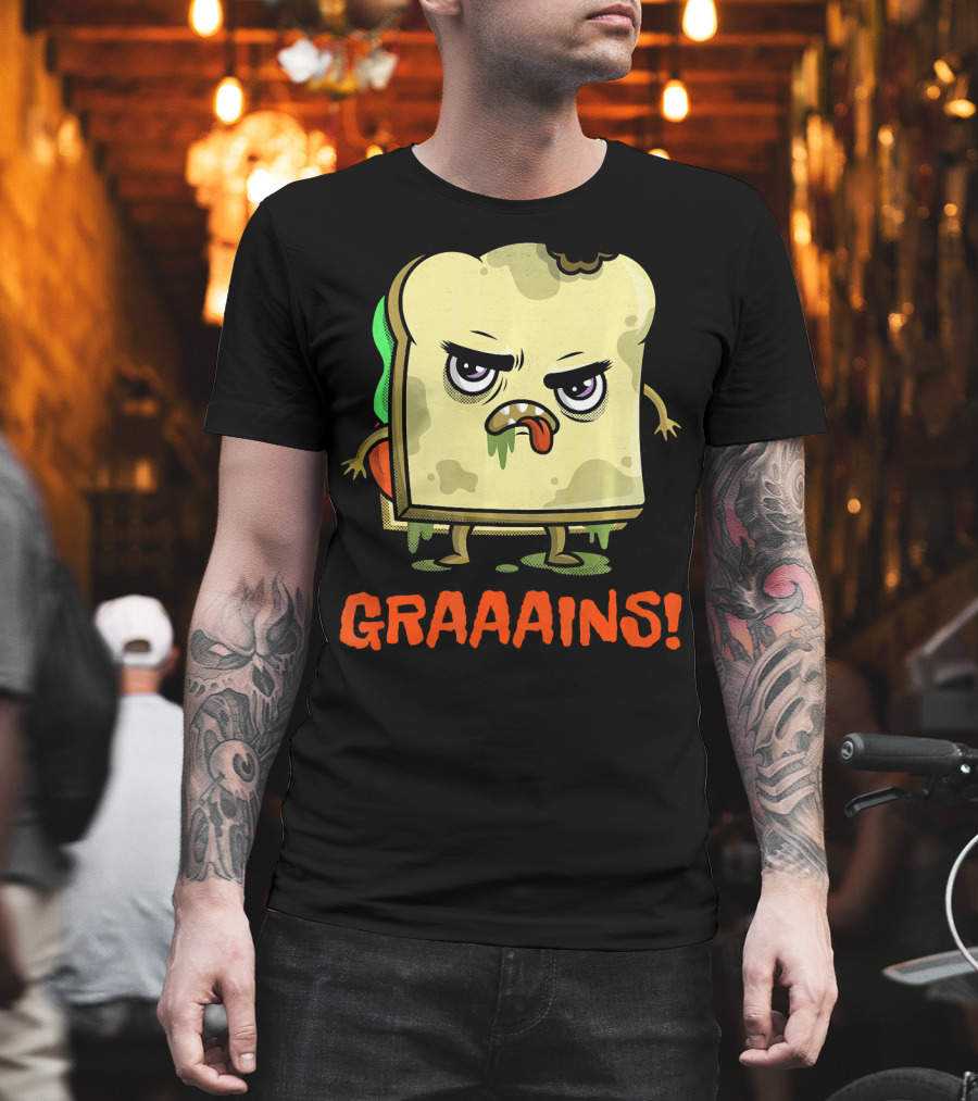 Halloween Zombie Sandwich Graaains Food Grains T-Shirt