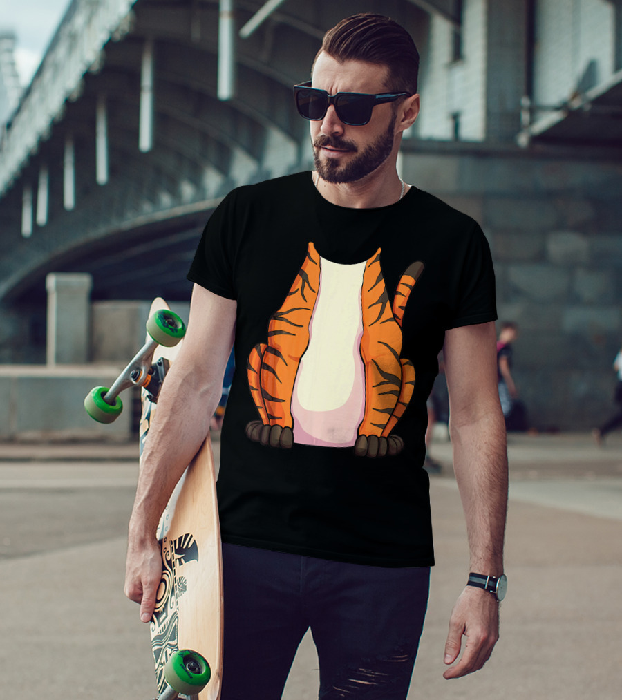 Tiger Costume For Halloween Tiger Stripes Tail T-Shirt