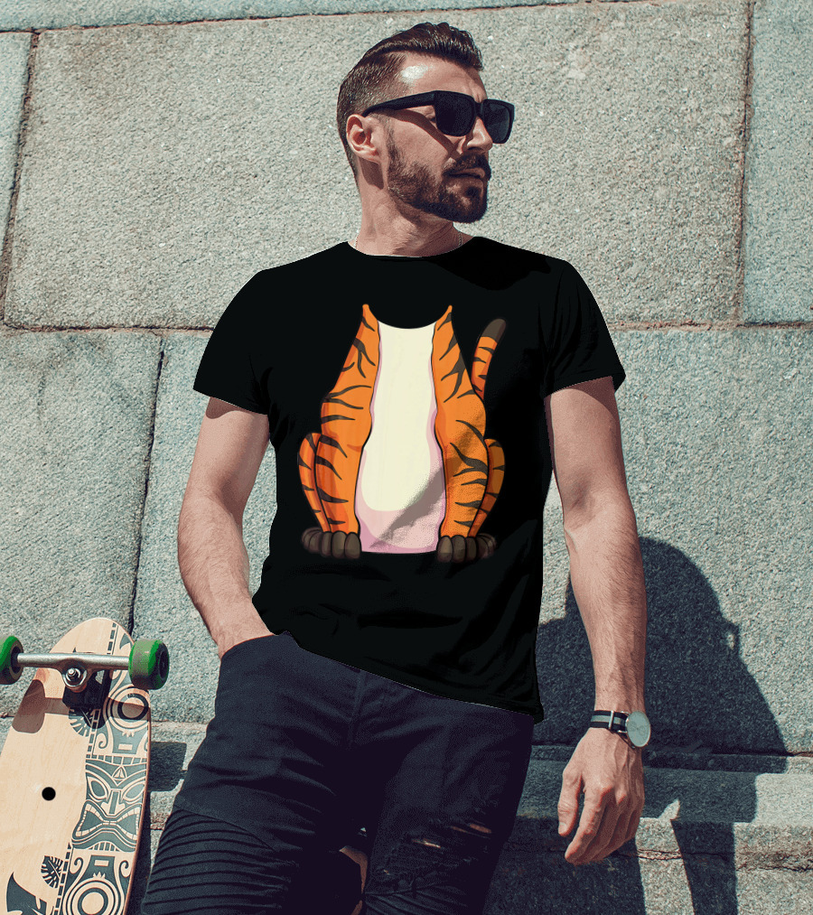 Tiger Costume For Halloween Tiger Stripes Tail T-Shirt