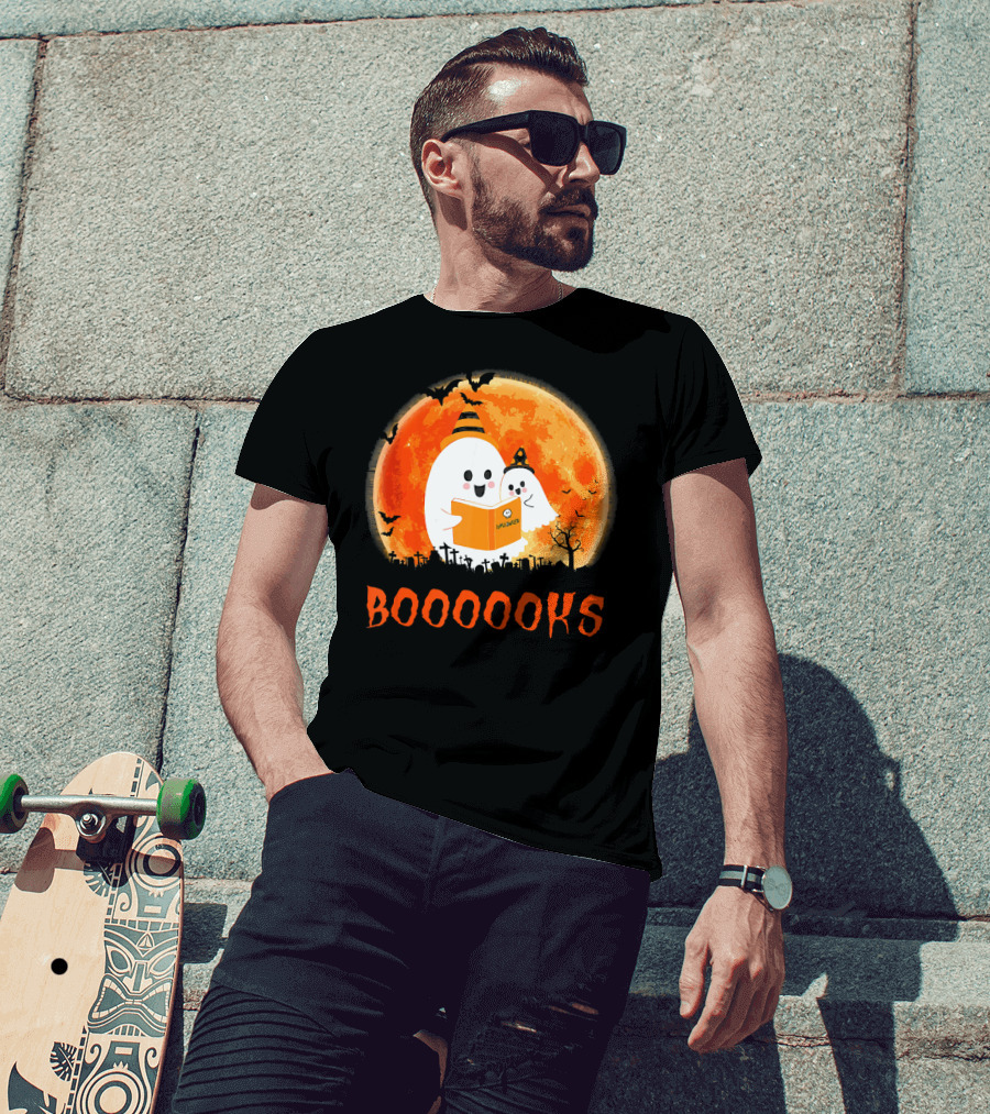 Halloween Ghosts Reading Booooooks With Funny Teacher T-Shirt