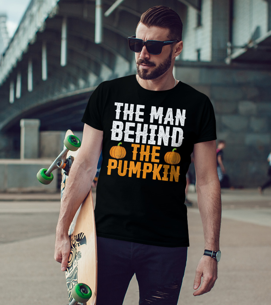 The Man Behind The Pumpkin Men's Funny Halloween Pregnancy Announcement T-Shirt