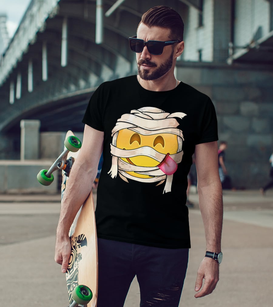 Face Savoring Food Emoji Mummy Wink Out Tongue T-Shirt