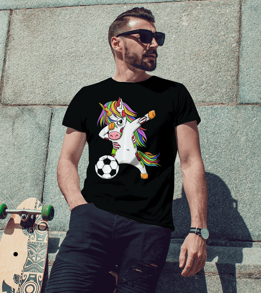 Zombie Unicorn Dabbing Halloween Soccer Ball T-Shirt