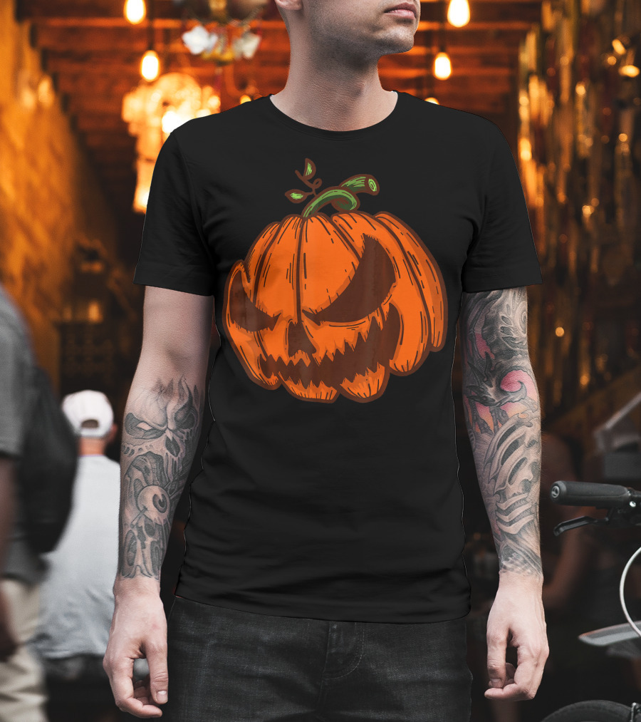 Spooky Halloween Jack O Lantern Pumpkin Face T-Shirt