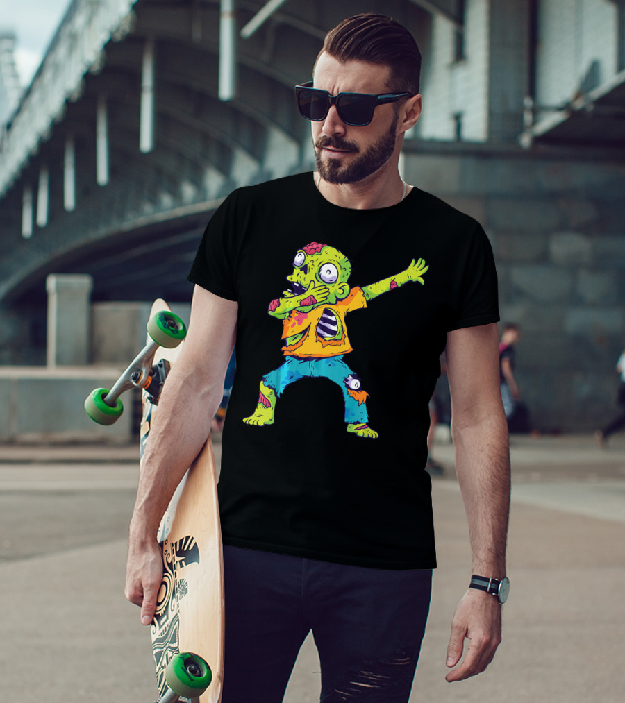 Dabbing Zombie Funny Halloween Zombi Cute Cartoon T-Shirt