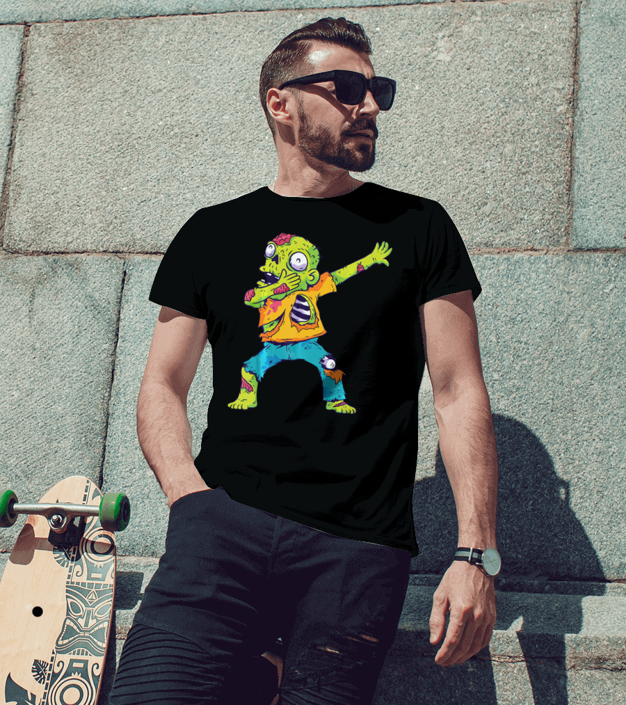 Dabbing Zombie Funny Halloween Zombi Cute Cartoon T-Shirt