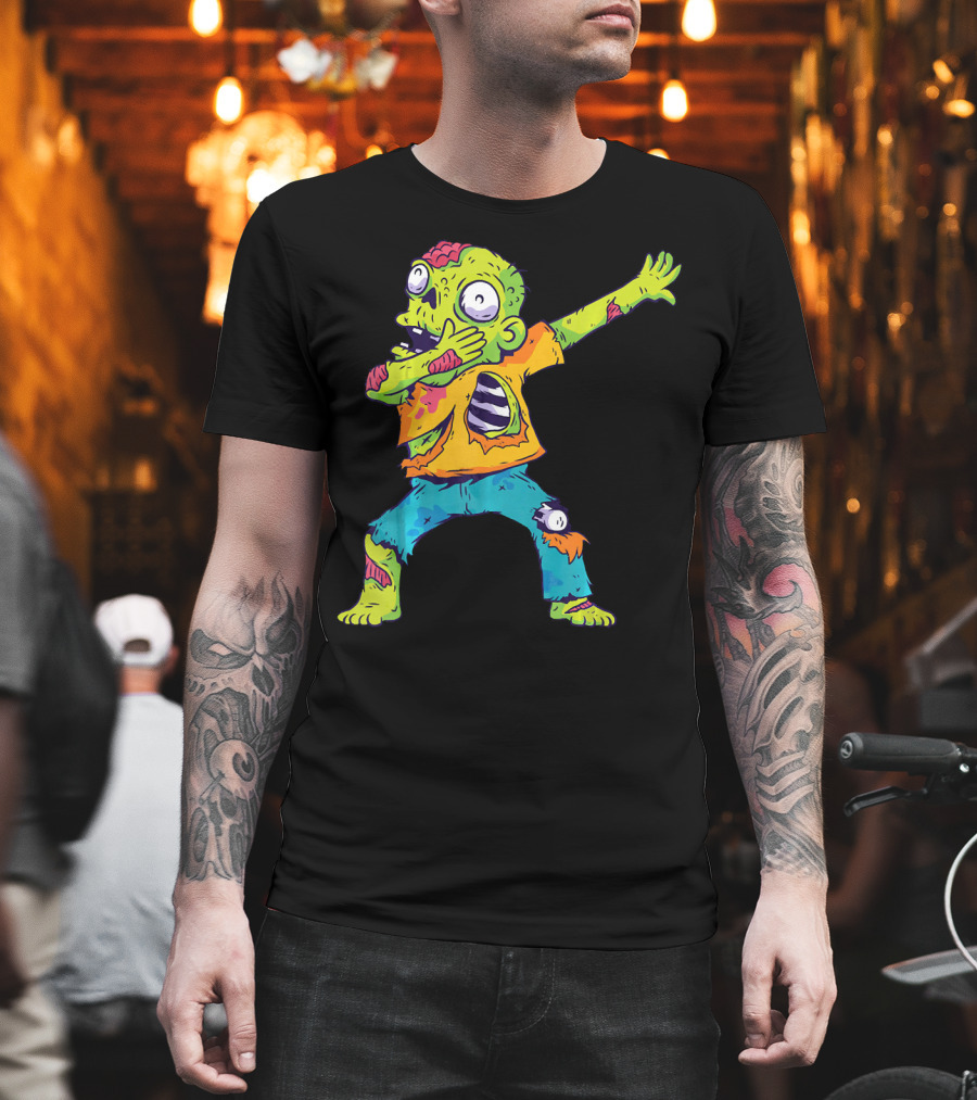 Dabbing Zombie Funny Halloween Zombi Cute Cartoon T-Shirt