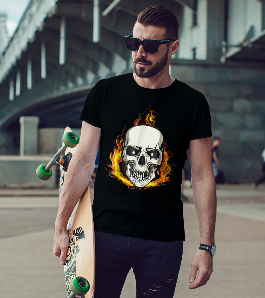 Flaming Skull Inferno Skull T-Shirt