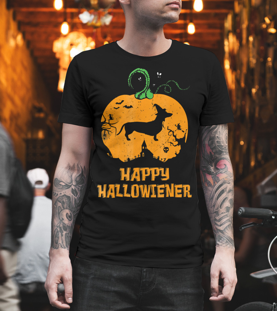 Happy Halloweiner Halloween Dachshund Pumpkin T-Shirt
